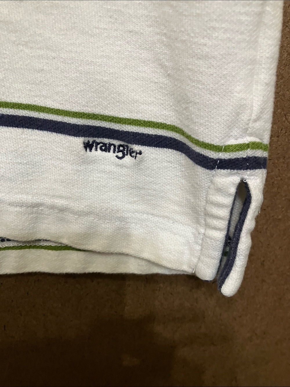 Wrangler White Polo with Navy and Green Stripes - Picture 3 of 8